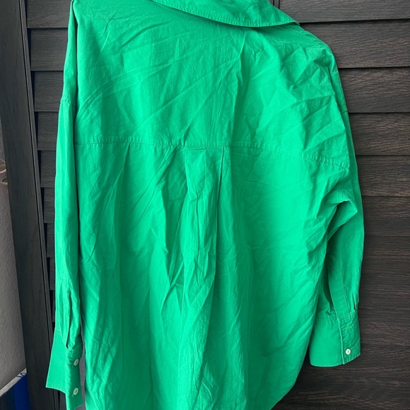 Zara Green Cotton Button Down Blouse - Picture 2 of 3